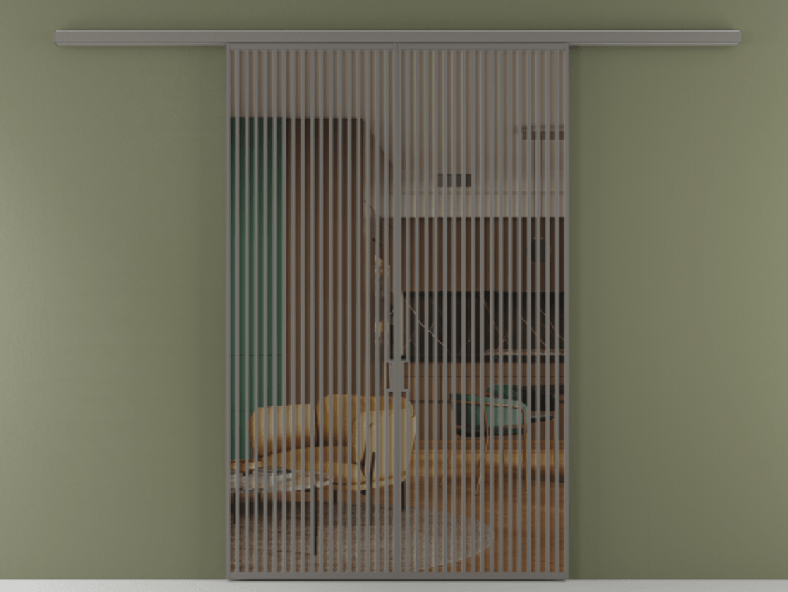 Перегородка Формато вдоль стены 2 створки АЛПР 040.06 Алюминий классический серый Прозрачное бронзовое стекло, триплекс Цена 17850 AZE | Volhovec