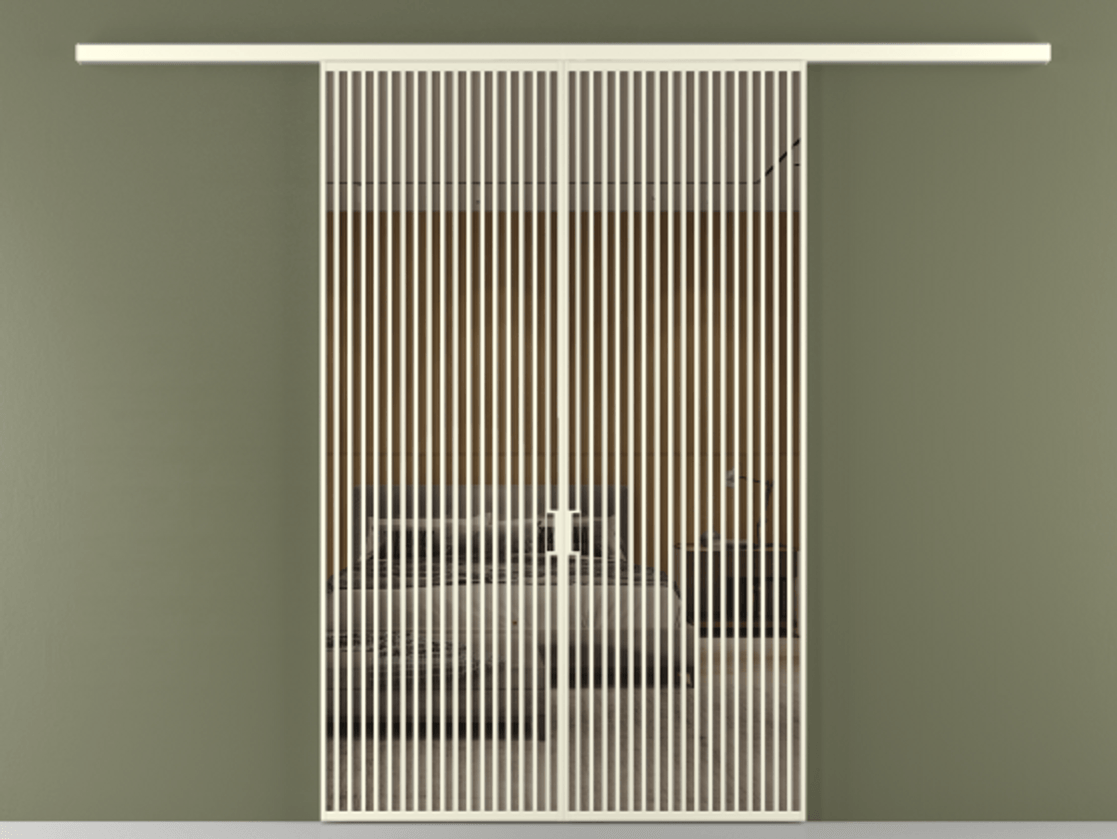 Перегородка Формато вдоль стены 2 створки АЛПР 040.06 Алюминий молочно-белый Рефлективное бронзовое стекло "Стопсол", калёное Цена 23200 AZE | Volhovec