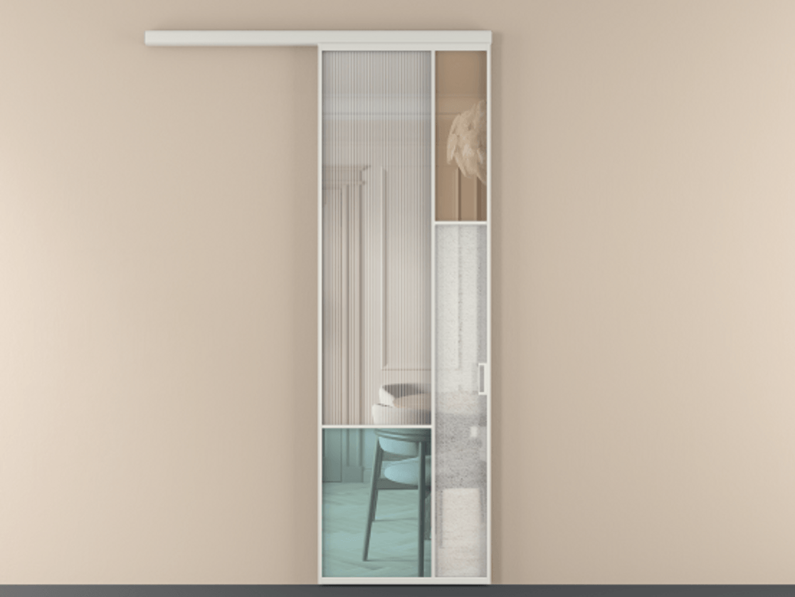 Перегородка Mosaic вдоль стены 1 створка АЛПР 041.12 Алюминий Белый Комбинация стекол Группы 1 и Группы 3 Цена 7200 AZE | Volhovec