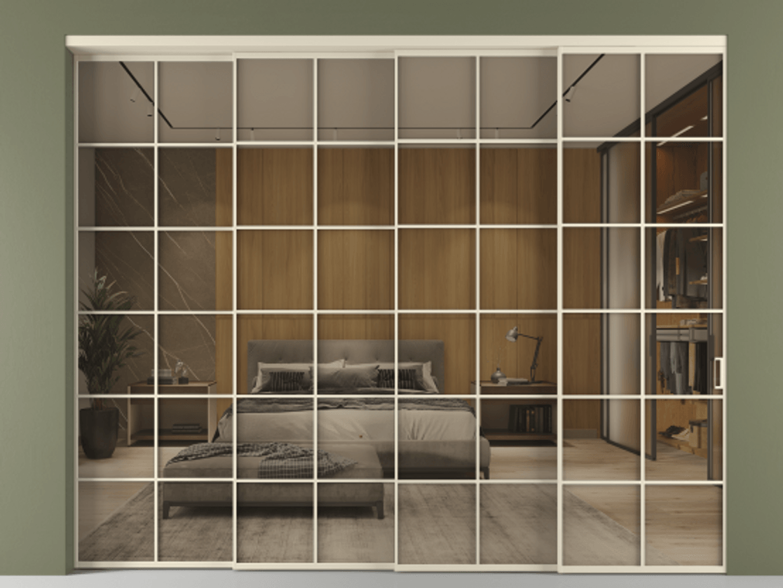 Перегородка Формато внутри проёма 4 створки с синхронным механизмом АЛПР 040.05 Алюминий бежево-серый Рефлективное бронзовое стекло "Стопсол", калёное. Цена 3468300 AMD 1. Полотно 4 шт. (800/2100 мм)
2. Комплект установки раздвижной системы
3. Базовый комплект фурнитуры
4. Комплект фурнитуры телескопик синхро-3
5. Ручка Рондо. Фабрика дверей Волховец 8 (800) 551 43 19 Перегородка Формато внутри проёма 4 створки с синхронным механизмом АЛПР 040.05 Алюминий бежево-серый Рефлективное бронзовое стекло "Стопсол", калёное Цена 3468300 AMD | Volhovec