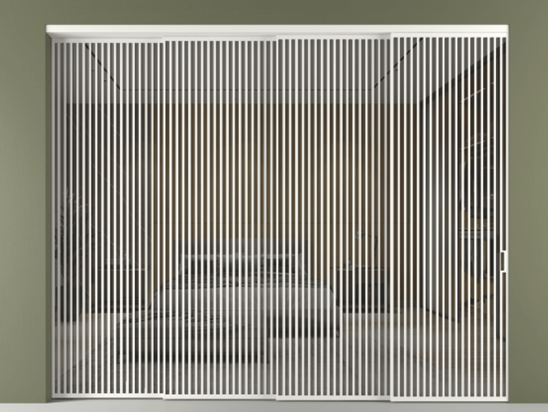 Перегородка Формато внутри проёма 4 створки с синхронным механизмом АЛПР 040.06 Алюминий светло-серый Рефлективное серое стекло "Стопсол", калёное. Цена 41850 AZE 1. Полотно 4 шт. (800/2100 мм)
2. Комплект установки раздвижной системы
3. Базовый комплект фурнитуры
4. Комплект фурнитуры телескопик синхро-3
5. Ручка Рондо. Фабрика дверей Волховец 8 (800) 551 43 19 Перегородка Формато внутри проёма 4 створки с синхронным механизмом АЛПР 040.06 Алюминий светло-серый Рефлективное серое стекло "Стопсол", калёное Цена 41850 AZE | Volhovec