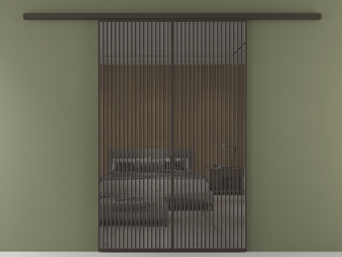 Перегородка Formato вдоль стены 2 створки АЛПР 040.06 Алюминий антрацит Рефлективное серое стекло "Stopsol", калёное Цена 23200 AZE | Volhovec