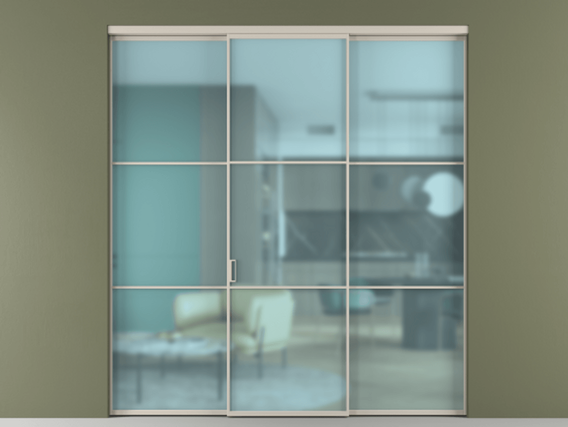 Перегородка Формато внутри проёма 3 створки АЛПР 040.03 Алюминий светло-бежевый Сатинированное голубое стекло, триплекс. Цена 12400 AZE 1. Полотно 3 шт. (800/2100 мм)
2. Комплект установки раздвижной системы
3. Базовый комплект фурнитуры
4.Ручка Рондо. Фабрика дверей Волховец 8 (800) 551 43 19 Перегородка Формато внутри проёма 3 створки АЛПР 040.03 Алюминий светло-бежевый Сатинированное голубое стекло, триплекс Цена 12400 AZE | Volhovec