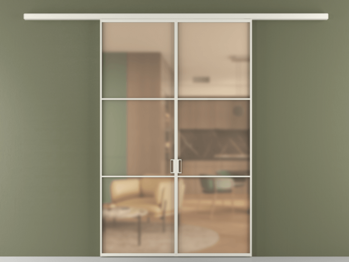 Перегородка Formato вдоль стены 2 створки АЛПР 040.03 Алюминий Белый Сатинированное оранжевое стекло, триплекс Цена 10200 AZE | Volhovec