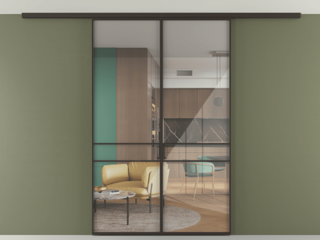 Перегородка Формато вдоль стены на потолок 2 створки АЛПР 040.02 Алюминий антрацит Рефлективное прозрачное стекло "Стопсол", калёное. Цена 10830 AZE 1. Полотно 2 шт. (800/2100 мм)
2. Комплект установки раздвижной системы
3. Базовый комплект фурнитуры
4.Ручка Рондо. Фабрика дверей Волховец 8 (800) 551 43 19 Перегородка Формато вдоль стены на потолок 2 створки АЛПР 040.02 Алюминий антрацит Рефлективное прозрачное стекло "Стопсол", калёное Цена 10830 AZE | Volhovec