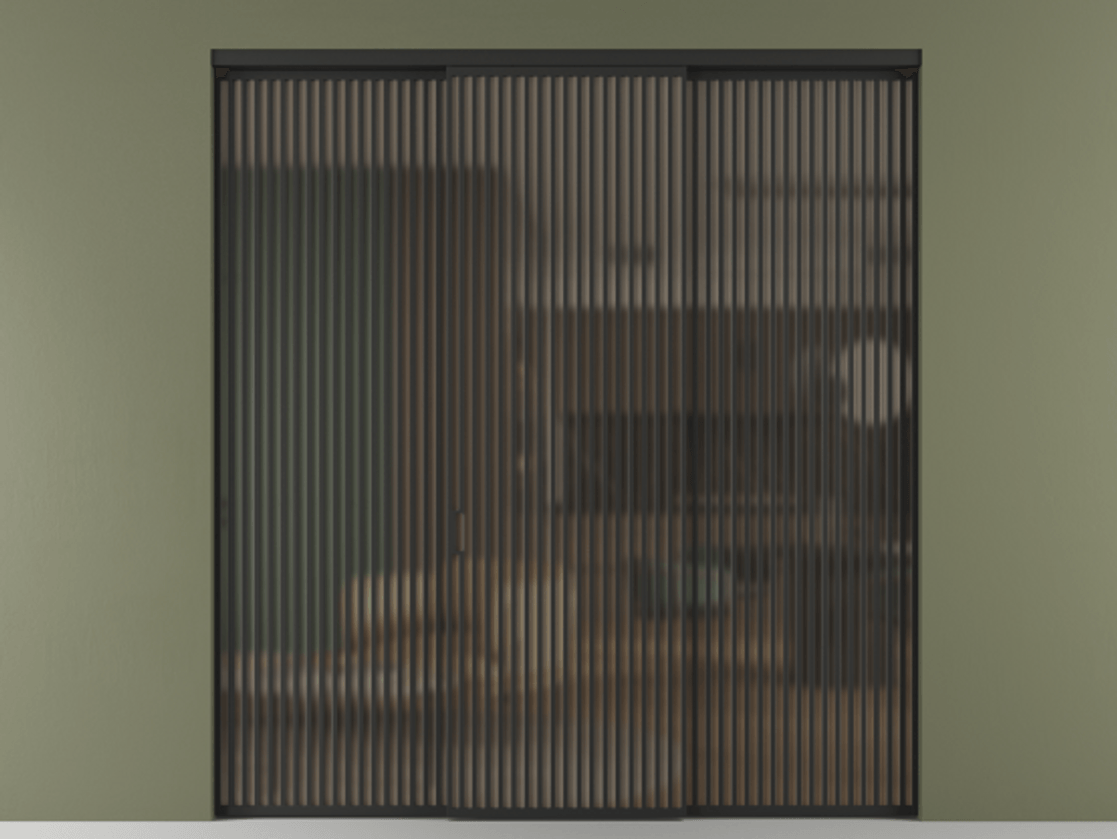 Перегородка Formato внутри проёма 3 створки АЛПР 040.06 Алюминий Черный Сатинированное бронзовое стекло, триплекс Цена 22830 AZE | Volhovec