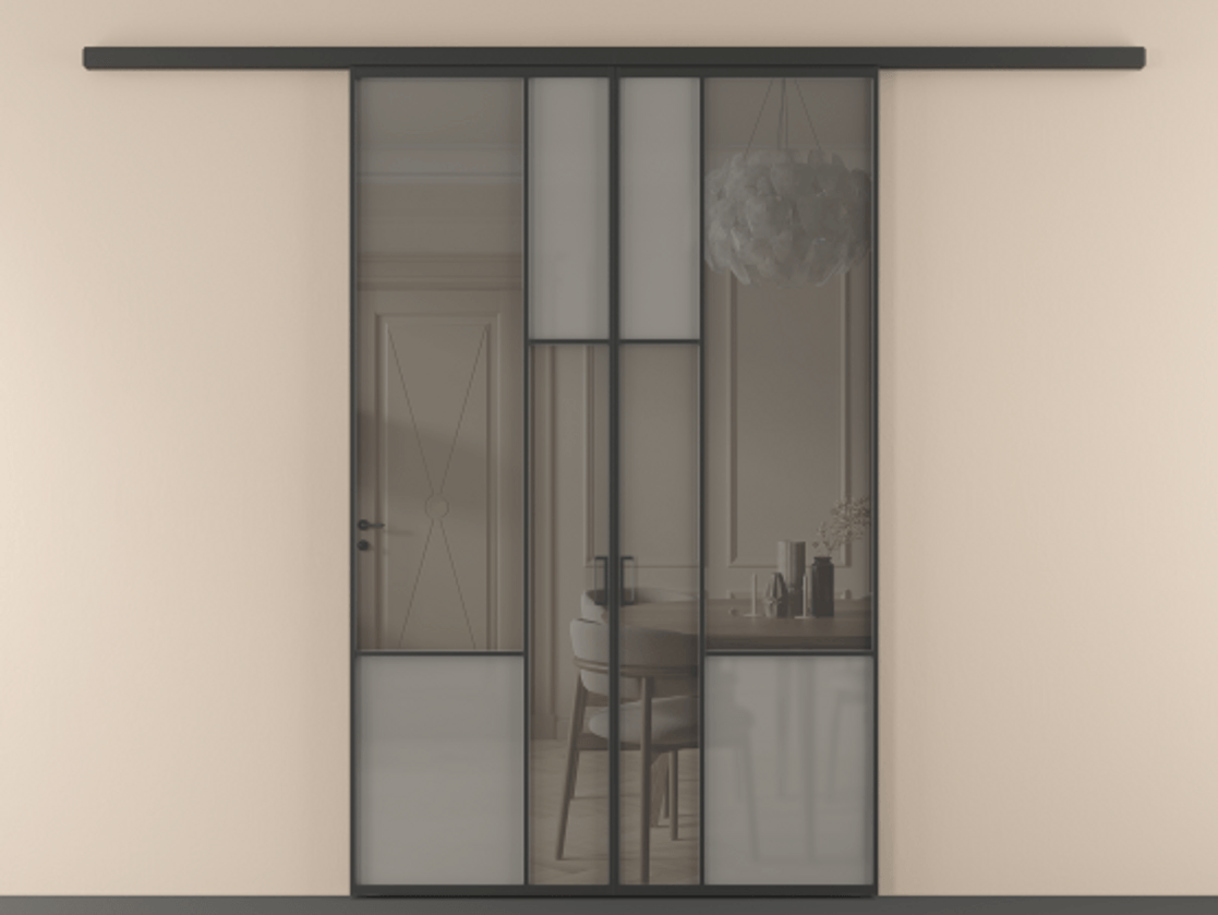 Перегородка Mosaic вдоль стены 2 створки АЛПР 041.13 Алюминий Черный Сатинированное серое стекло, триплекс, 6 мм + Прозрачное серое стекло, триплекс. Скрытый короб ЧЕР Цена 13240 AZE . Фабрика дверей Волховец 8 (800) 551 43 19 Перегородка Mosaic вдоль стены 2 створки АЛПР 041.13 Алюминий Черный Сатинированное серое стекло, триплекс, 6 мм + Прозрачное серое стекло, триплекс Цена 13240 AZE | Volhovec