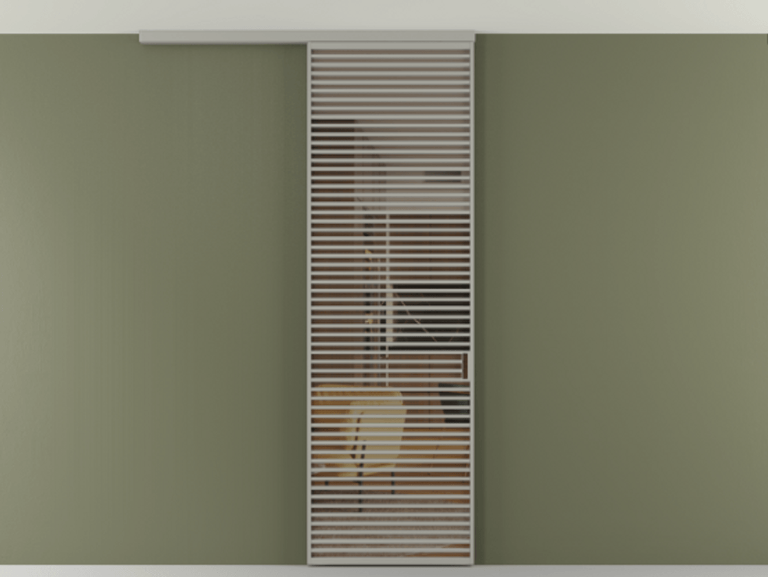 Перегородка Формато вдоль стены на потолок 1 створка АЛПР 040.07 Алюминий нейтральный серый Прозрачное бронзовое стекло, триплекс Цена 9760 AZE | Volhovec