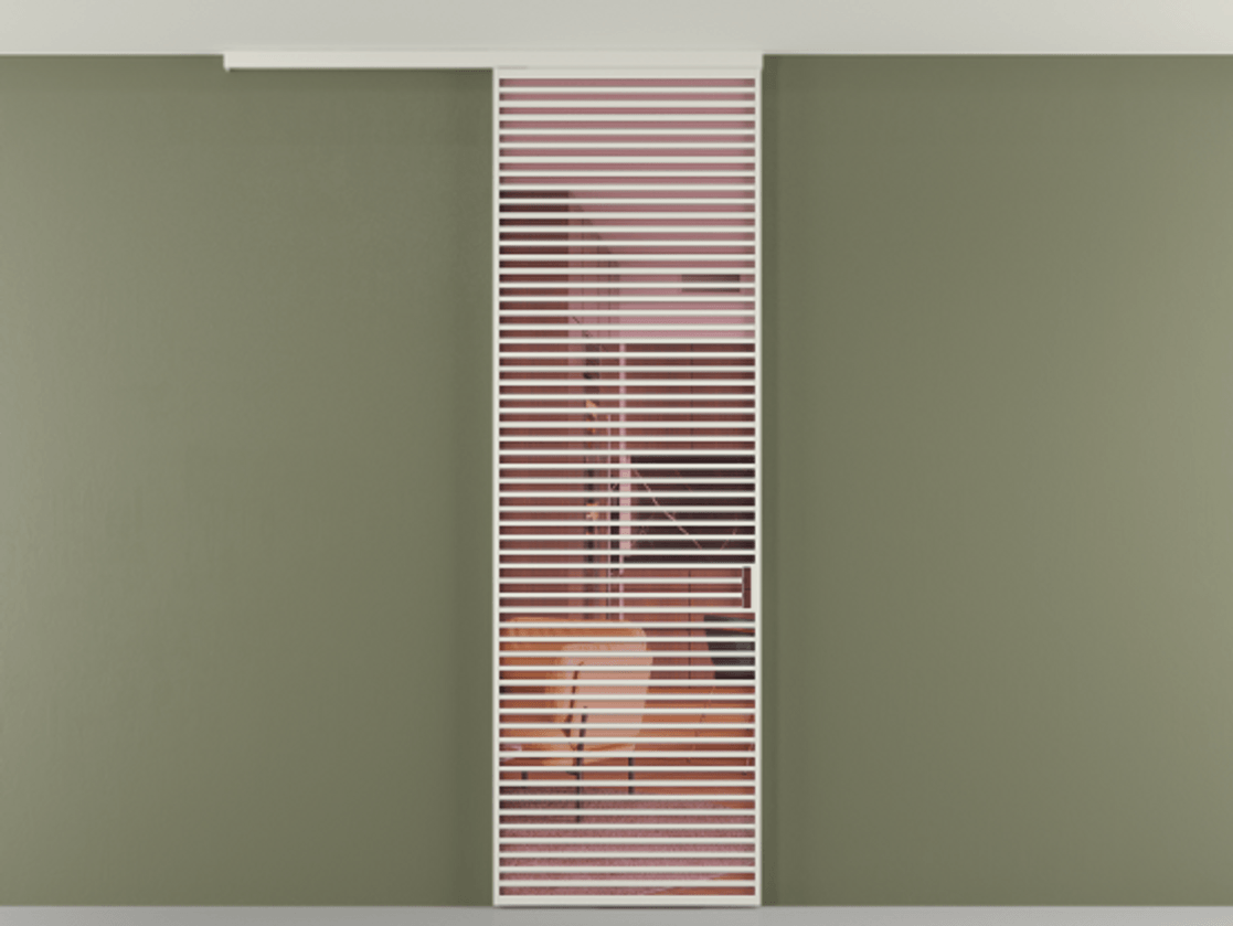 Перегородка Формато вдоль стены на потолок 1 створка АЛПР 040.07 Алюминий Белый Прозрачное розовое стекло, триплекс Цена 8900 AZE | Volhovec