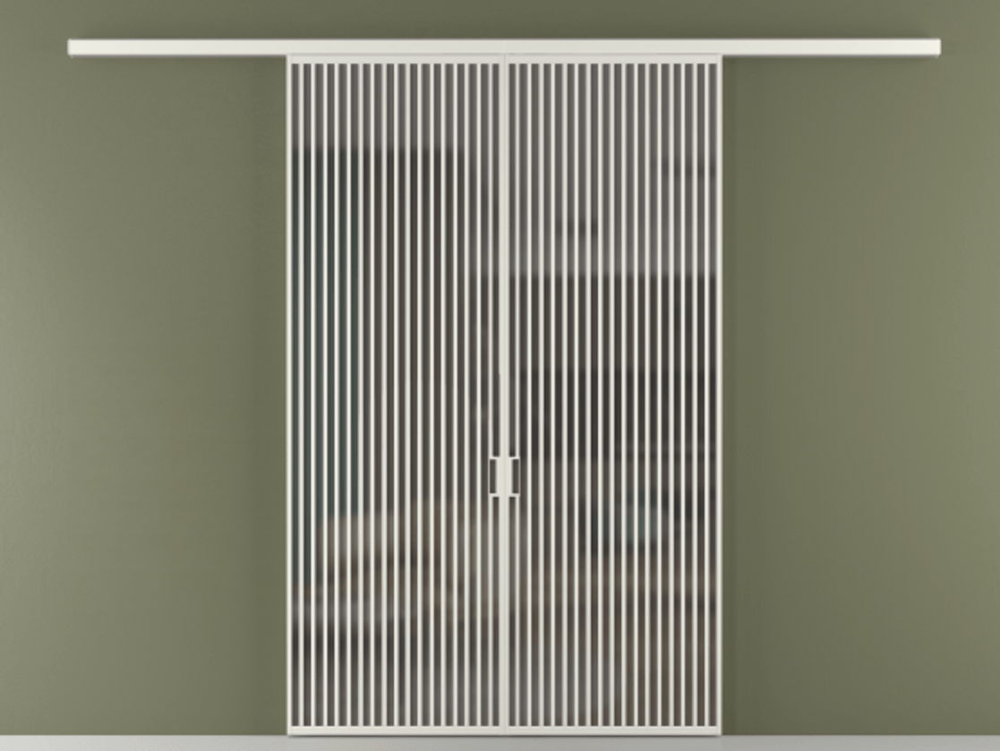 Перегородка Формато вдоль стены 2 створки АЛПР 040.06 Алюминий серый Сатинированное серое стекло, триплекс Цена 17850 AZE | Volhovec