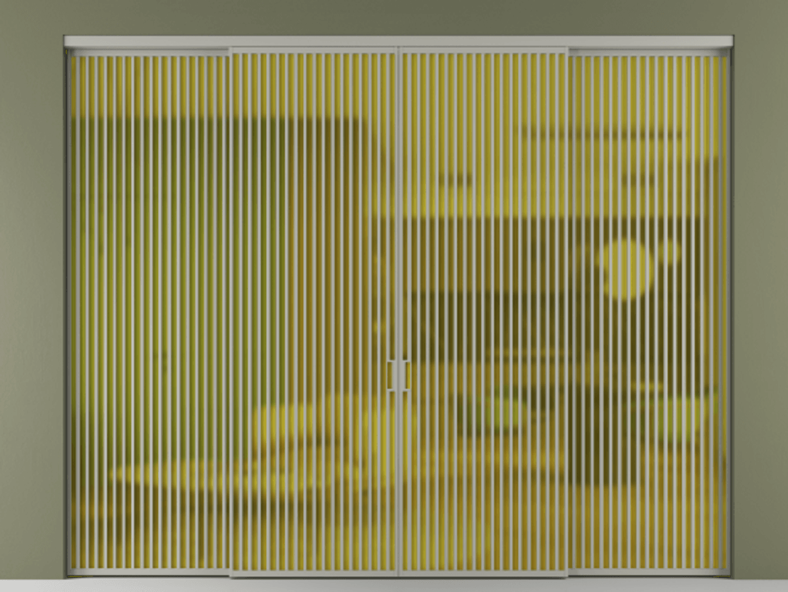 Перегородка Formato внутри проёма 4 створки АЛПР 040.06 Алюминий нейтральный серый Сатинированное жёлтое стекло, триплекс Цена 33900 AZE  | Volhovec