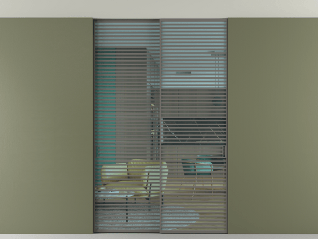 Перегородка Formato внутри проёма скрытое крепление в потолок 2 створки АЛПР 040.07 Алюминий классический серый Прозрачное голубое стекло, триплекс Цена 21400 AZE | Volhovec