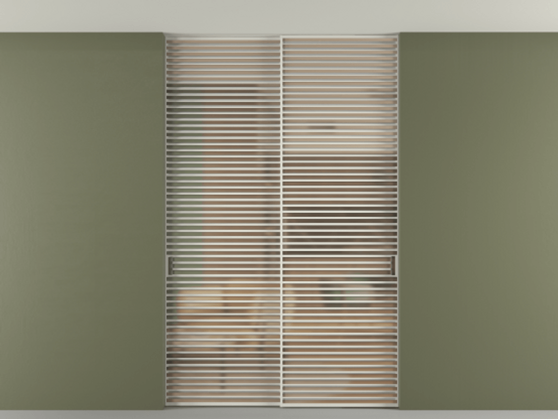 Перегородка Формато внутри проёма скрытое крепление в потолок 2 створки АЛПР 040.07 Алюминий Белый Сатинированное оранжевое стекло, триплекс Цена 396220 ₽ | Volhovec