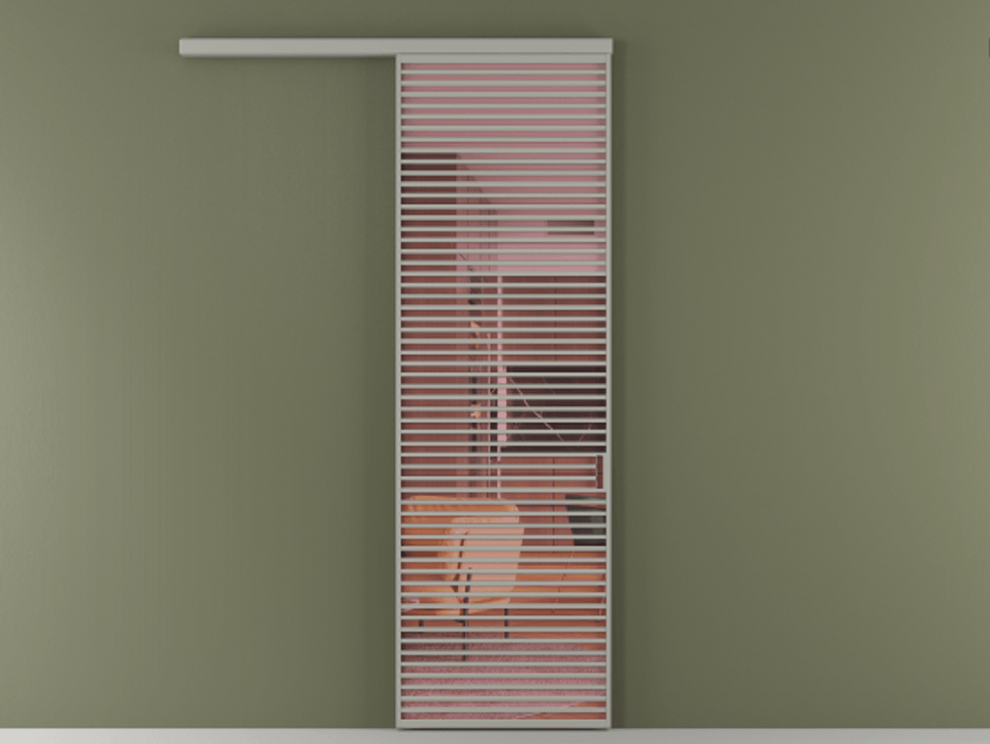 Перегородка Formato вдоль стены 1 створка АЛПР 040.07 Алюминий нейтральный серый Прозрачное розовое стекло, триплекс Цена 9600 AZE  | Volhovec