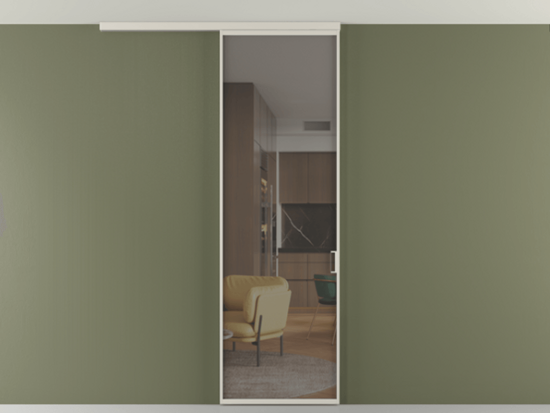 Перегородка Formato вдоль стены на потолок 1 створка АЛПР 040.01 Алюминий облачно-серый Прозрачное серое стекло, триплекс Цена 4820 AZE | Volhovec