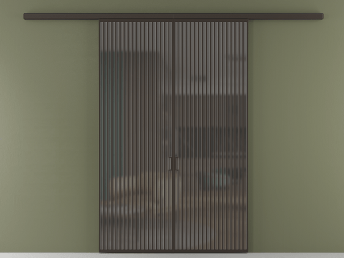 Перегородка Formato вдоль стены 2 створки АЛПР 040.06 Алюминий антрацит Сатинированное серое стекло, триплекс Цена 22360 AZE | Volhovec