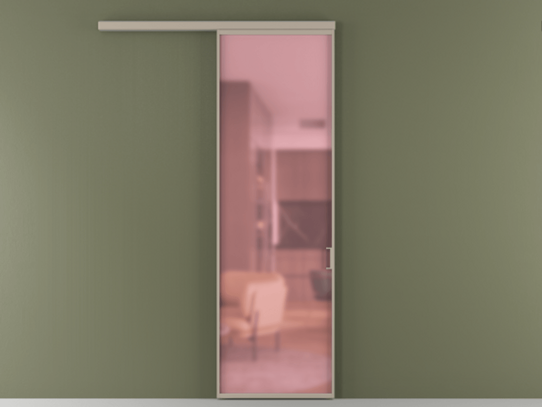 Перегородка Formato вдоль стены 1 створка АЛПР 040.01 Алюминий бисквитный Сатинированное розовое стекло, триплекс Цена 5300 AZE  | Volhovec