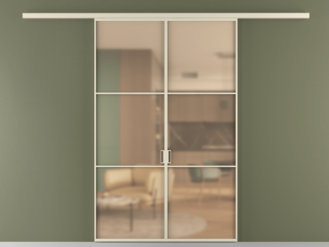 Перегородка Formato вдоль стены 2 створки АЛПР 040.03 Алюминий бежево-серый Сатинированное оранжевое стекло, триплекс Цена 339250 сом | Volhovec