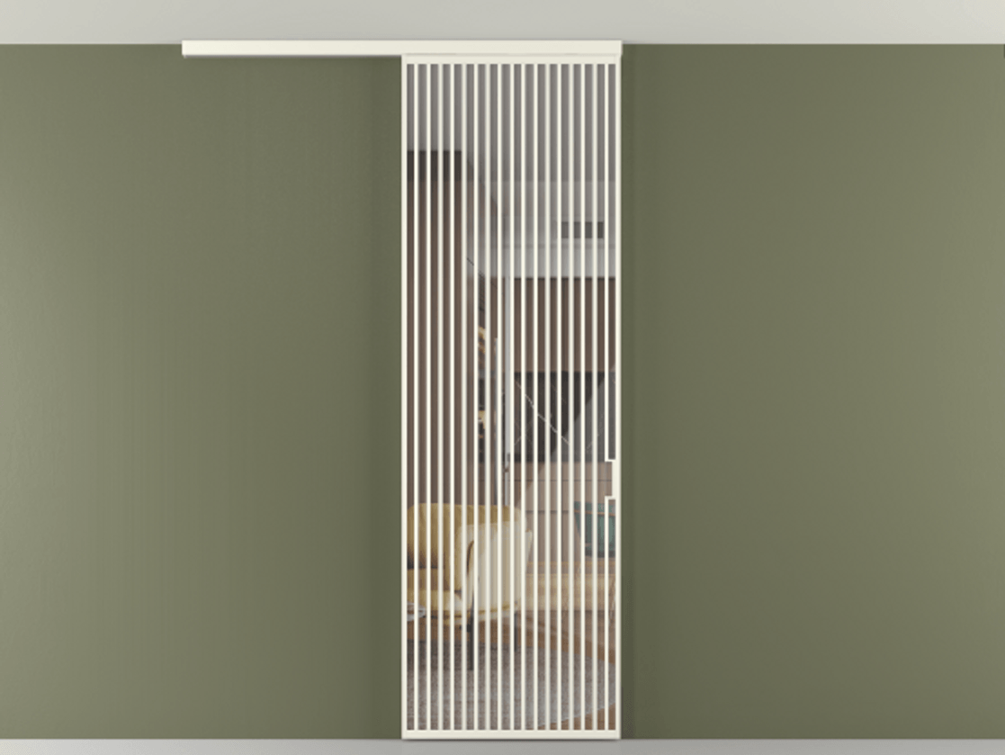 Перегородка Формато вдоль стены на потолок 1 створка АЛПР 040.06 Алюминий жемчужный Рефлективное прозрачное стекло "Стопсол", калёное Цена 10090 AZE | Volhovec