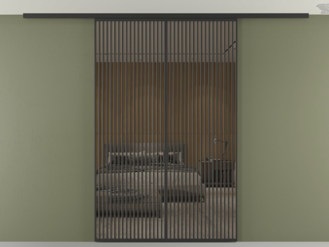 Перегородка Формато вдоль стены на потолок 2 створки АЛПР 040.06 Алюминий Черный Рефлективное бронзовое стекло "Стопсол", калёное Цена 22940 AZE | Volhovec