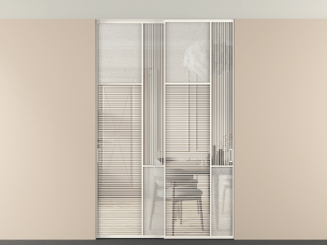 Перегородка Мозаик внутри проёма скрытое крепление в потолок 2 створки АЛПР 041.10 Алюминий пудровый белый Рифлёное стекло "Дюна", триплекс, 6 мм + Фактурное стекло "Лёд", триплекс. Цена 17750 AZE . Фабрика дверей Волховец 8 (800) 551 43 19 Перегородка Мозаик внутри проёма скрытое крепление в потолок 2 створки АЛПР 041.10 Алюминий пудровый белый Рифлёное стекло "Дюна", триплекс, 6 мм + Фактурное стекло "Лёд", триплекс Цена 17750 AZE | Volhovec