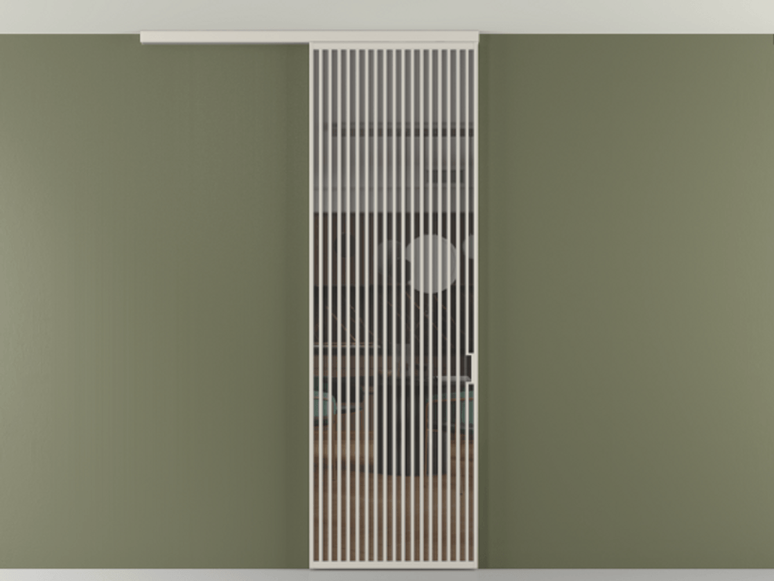 Перегородка Формато вдоль стены на потолок 1 створка АЛПР 040.06 Алюминий облачно-серый Прозрачное серое стекло, триплекс Цена 9760 AZE | Volhovec