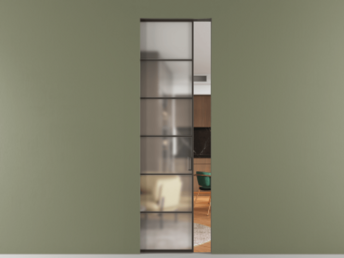 Перегородка Формато скрытый пенал 1 створка АЛПР 040.04 Алюминий антрацит Сатинированное стекло "Мателюкс Кристал Вижн", калёное, матовое, каленое 6 мм. Цена 8760 AZE . Фабрика дверей Волховец 8 (800) 551 43 19 Перегородка Формато скрытый пенал 1 створка АЛПР 040.04 Алюминий антрацит Сатинированное стекло "Мателюкс Кристал Вижн", калёное, матовое, каленое 6 мм Цена 8760 AZE | Volhovec