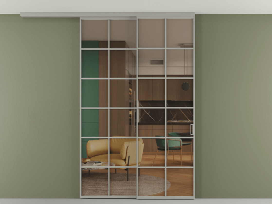 Перегородка Формато вдоль стены на потолок 2 створки с синхронным механизмом АЛПР 040.05 Алюминий нейтральный серый Прозрачное бронзовое стекло, триплекс. Цена 15210 AZE 1. Полотно 2 шт. (800/2100 мм)
2. Комплект установки раздвижной системы
3. Базовый комплект фурнитуры
4.Ручка Рондо. Фабрика дверей Волховец 8 (800) 551 43 19 Перегородка Формато вдоль стены на потолок 2 створки с синхронным механизмом АЛПР 040.05 Алюминий нейтральный серый Прозрачное бронзовое стекло, триплекс Цена 15210 AZE | Volhovec