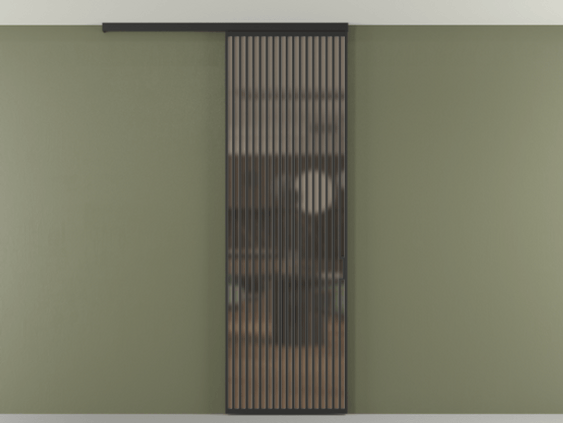 Перегородка Формато вдоль стены на потолок 1 створка АЛПР 040.06 Алюминий Черный Сатинированное бронзовое стекло, триплекс Цена 8870 AZE | Volhovec