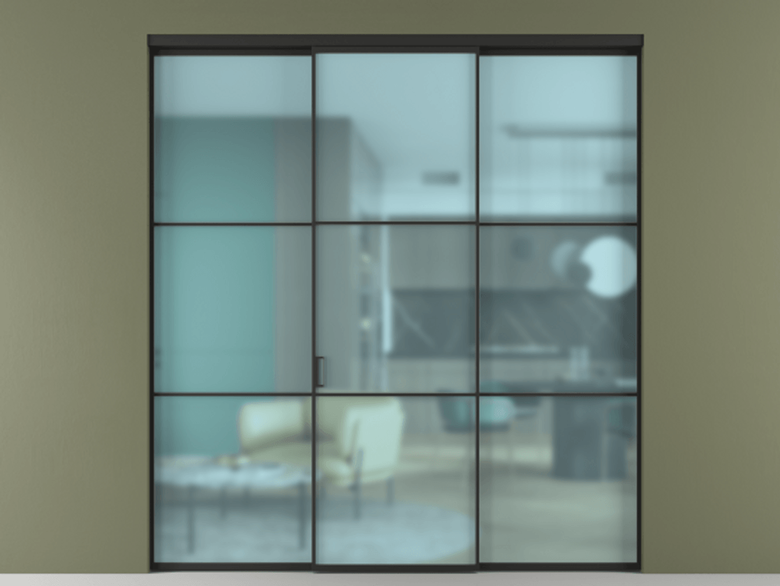 Перегородка Формато внутри проёма 3 створки АЛПР 040.03 Алюминий Черный Сатинированное голубое стекло, триплекс. Скрытый короб ЧЕР Цена 11900 AZE 1. Полотно 3 шт. (800/2100 мм)
2. Комплект установки раздвижной системы
3. Базовый комплект фурнитуры
4.Ручка Рондо. Фабрика дверей Волховец 8 (800) 551 43 19 Перегородка Формато внутри проёма 3 створки АЛПР 040.03 Алюминий Черный Сатинированное голубое стекло, триплекс Цена 11900 AZE | Volhovec