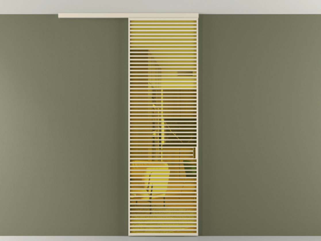 Перегородка Formato вдоль стены на потолок 1 створка АЛПР 040.07 Алюминий бежево-серый Прозрачное жёлтое стекло, триплекс Цена 9800 AZE | Volhovec