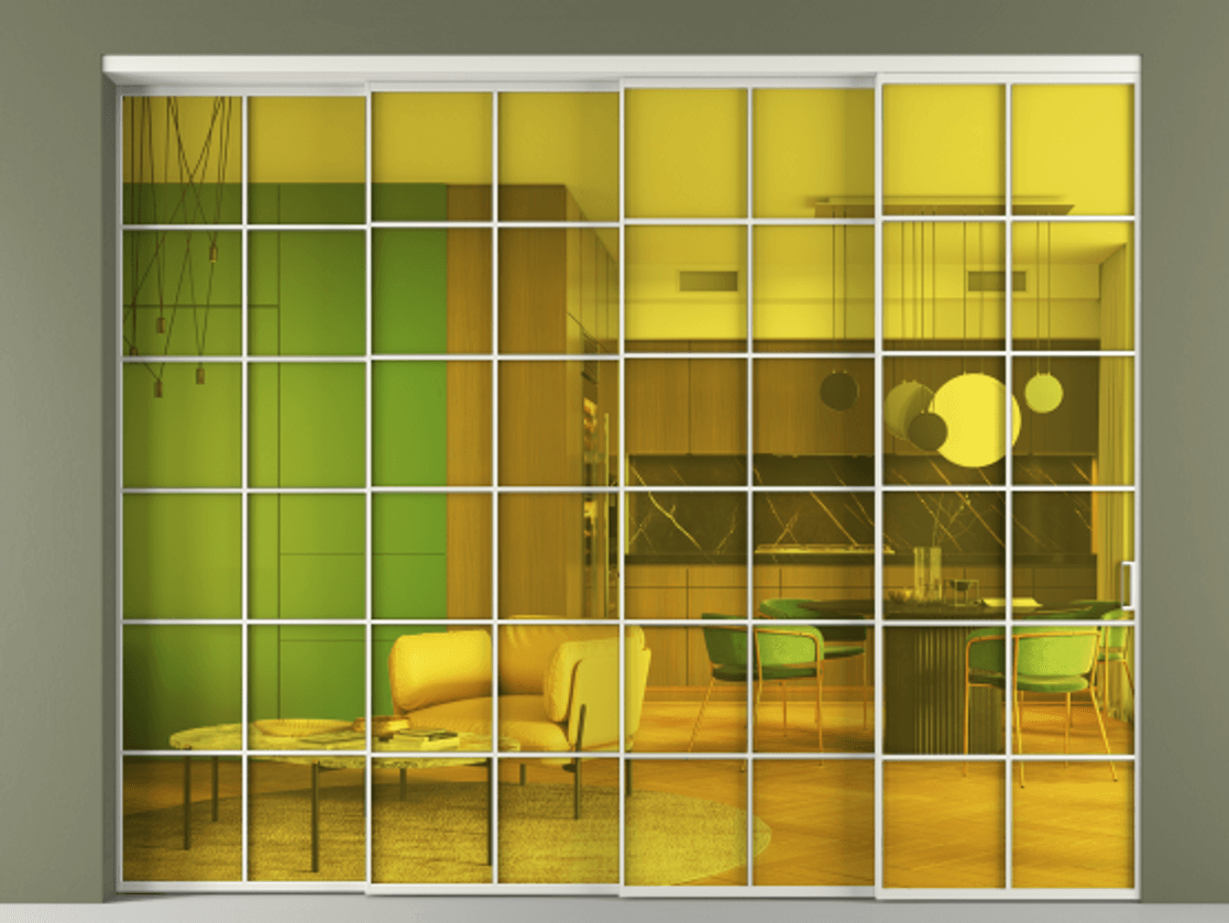 Перегородка Formato внутри проёма 4 створки с синхронным механизмом АЛПР 040.05 Алюминий серый Прозрачное жёлтое стекло, триплекс. Цена 25500 AZE 1. Полотно 4 шт. (800/2100 мм)
2. Комплект установки раздвижной системы
3. Базовый комплект фурнитуры
4. Комплект фурнитуры телескопик синхро-3
5. Ручка RONDO
. Фабрика дверей Волховец 8 (800) 551 43 19 Перегородка Formato внутри проёма 4 створки с синхронным механизмом АЛПР 040.05 Алюминий серый Прозрачное жёлтое стекло, триплекс Цена 25500 AZE | Volhovec