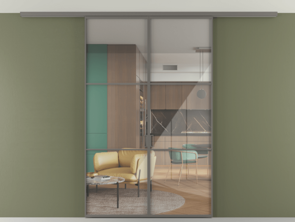 Перегородка Формато вдоль стены на потолок 2 створки АЛПР 040.03 Алюминий классический серый Рефлективное прозрачное стекло "Стопсол", калёное. Цена 10830 AZE 1. Полотно 2 шт. (800/2100 мм)
2. Комплект установки раздвижной системы
3. Базовый комплект фурнитуры
4.Ручка Рондо. Фабрика дверей Волховец 8 (800) 551 43 19 Перегородка Формато вдоль стены на потолок 2 створки АЛПР 040.03 Алюминий классический серый Рефлективное прозрачное стекло "Стопсол", калёное Цена 10830 AZE | Volhovec