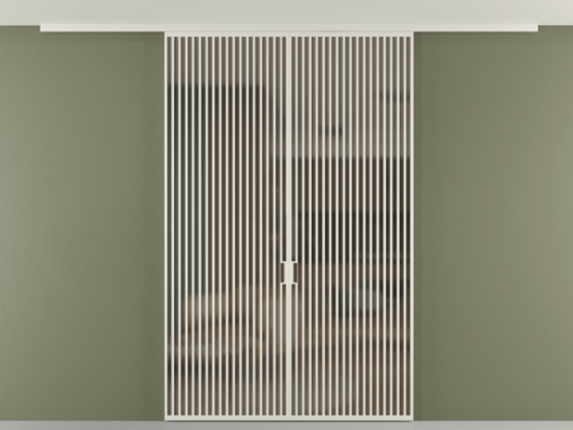 Перегородка Формато вдоль стены на потолок 2 створки АЛПР 040.06 Алюминий Белый Сатинированное бронзовое стекло, триплекс Цена 22110 AZE | Volhovec