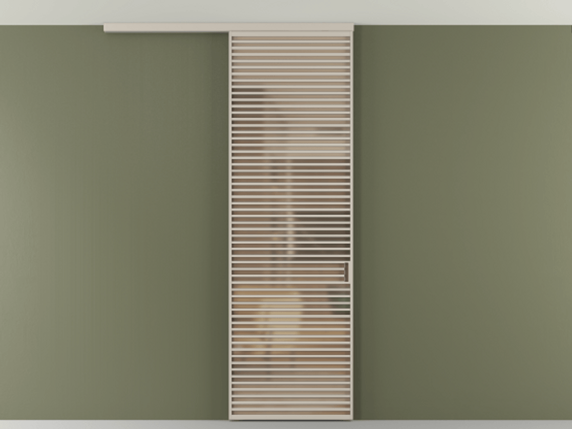 Перегородка Formato вдоль стены на потолок 1 створка АЛПР 040.07 Алюминий светло-бежевый Сатинированное оранжевое стекло, триплекс Цена 9800 AZE | Volhovec