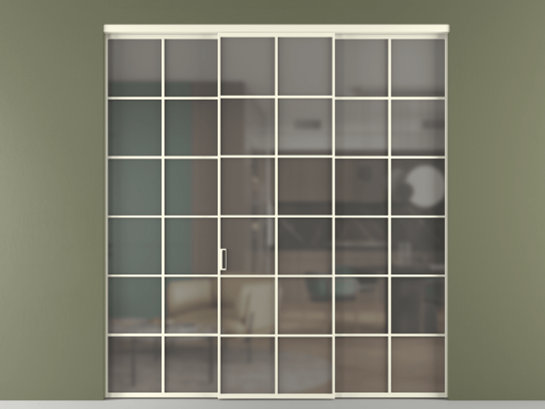 Перегородка Формато внутри проёма 3 створки АЛПР 040.05 Алюминий молочно-белый Сатинированное серое стекло, триплекс. Цена 254825 ₽ 1. Полотно 3 шт. (800/2100 мм)
2. Комплект установки раздвижной системы
3. Базовый комплект фурнитуры
4.Ручка Рондо. Фабрика дверей Волховец 8 (800) 551 43 19 Перегородка Формато внутри проёма 3 створки АЛПР 040.05 Алюминий молочно-белый Сатинированное серое стекло, триплекс Цена 254825 ₽ | Volhovec