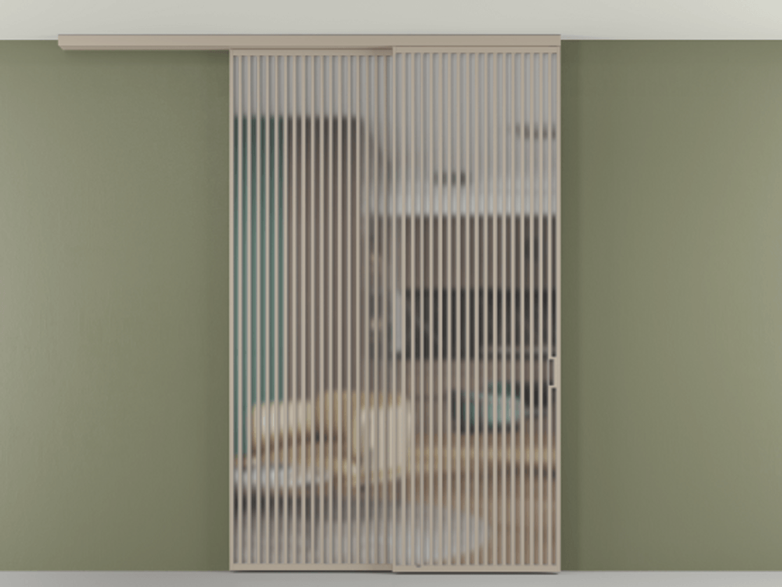 Перегородка Формато вдоль стены на потолок 2 створки с синхронным механизмом АЛПР 040.06 Алюминий бисквитный Сатинированное стекло "Мателюкс Кристал Вижн", калёное, матовое, каленое 6 мм. Цена 24150 AZE 1. Полотно 2 шт. (800/2100 мм)
2. Комплект установки раздвижной системы
3. Базовый комплект фурнитуры
4.Ручка Рондо. Фабрика дверей Волховец 8 (800) 551 43 19 Перегородка Формато вдоль стены на потолок 2 створки с синхронным механизмом АЛПР 040.06 Алюминий бисквитный Сатинированное стекло "Мателюкс Кристал Вижн", калёное, матовое, каленое 6 мм Цена 24150 AZE | Volhovec