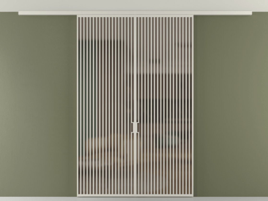 Перегородка Формато вдоль стены на потолок 2 створки АЛПР 040.06 Алюминий тёплый серый Сатинированное бронзовое стекло, триплекс Цена 23120 AZE | Volhovec