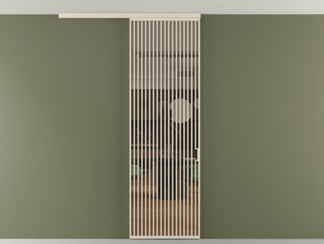 Перегородка Формато вдоль стены на потолок 1 створка АЛПР 040.06 Алюминий бежево-серый Прозрачное бронзовое стекло, триплекс Цена 9260 AZE | Volhovec