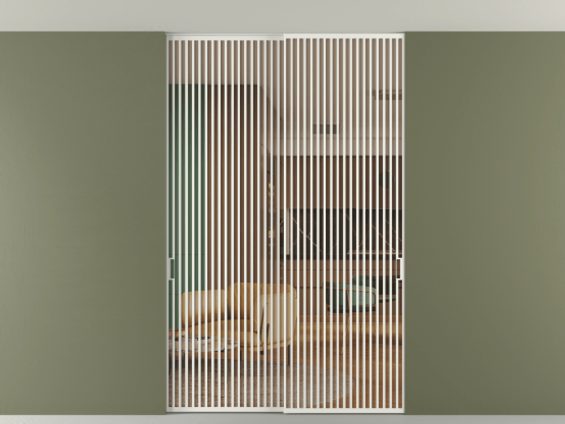 Перегородка Формато внутри проёма скрытое крепление в потолок 2 створки АЛПР 040.06 Алюминий светло-серый Прозрачное оранжевое стекло, триплекс Цена 21400 AZE | Volhovec