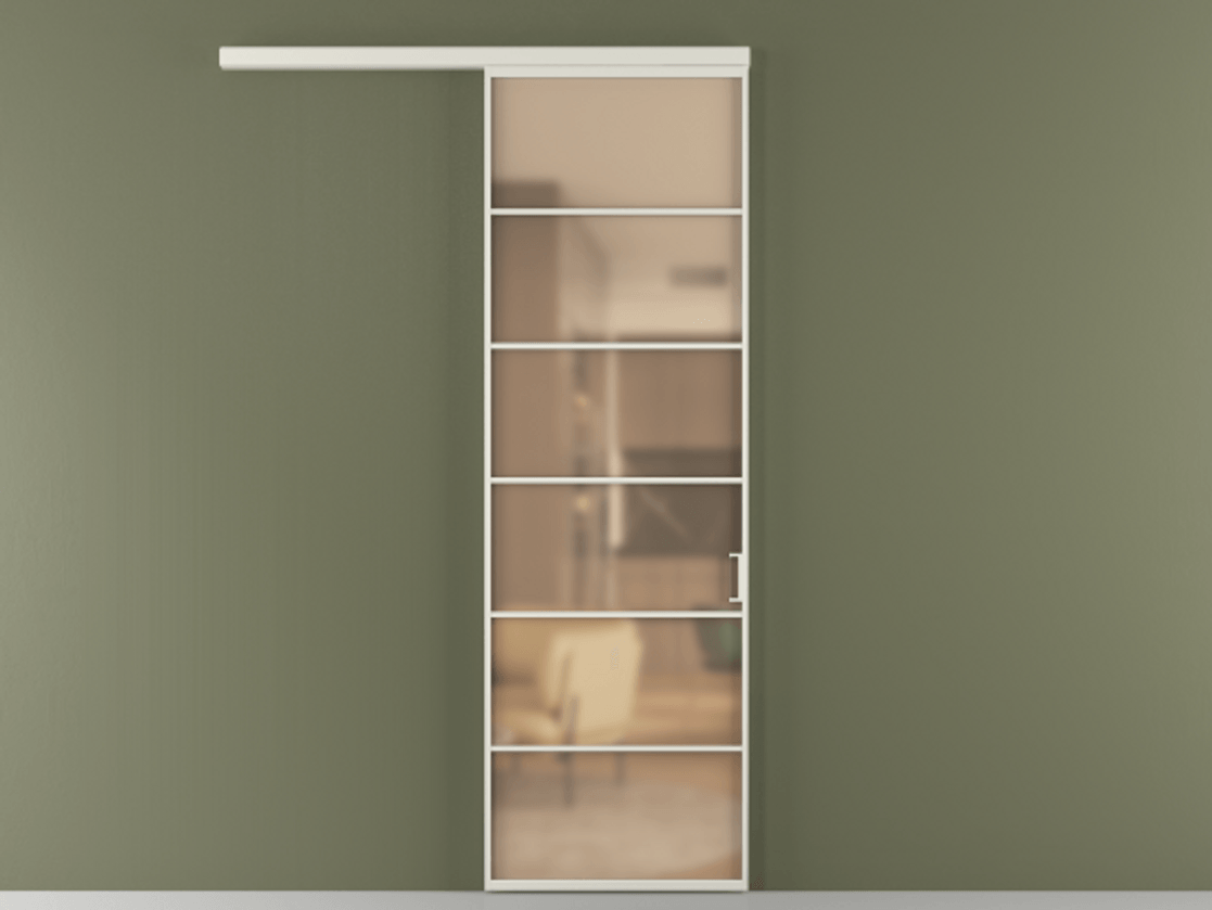 Перегородка Формато вдоль стены 1 створка АЛПР 040.04 Алюминий Белый Сатинированное оранжевое стекло, триплекс Цена 5600 AZE  | Volhovec