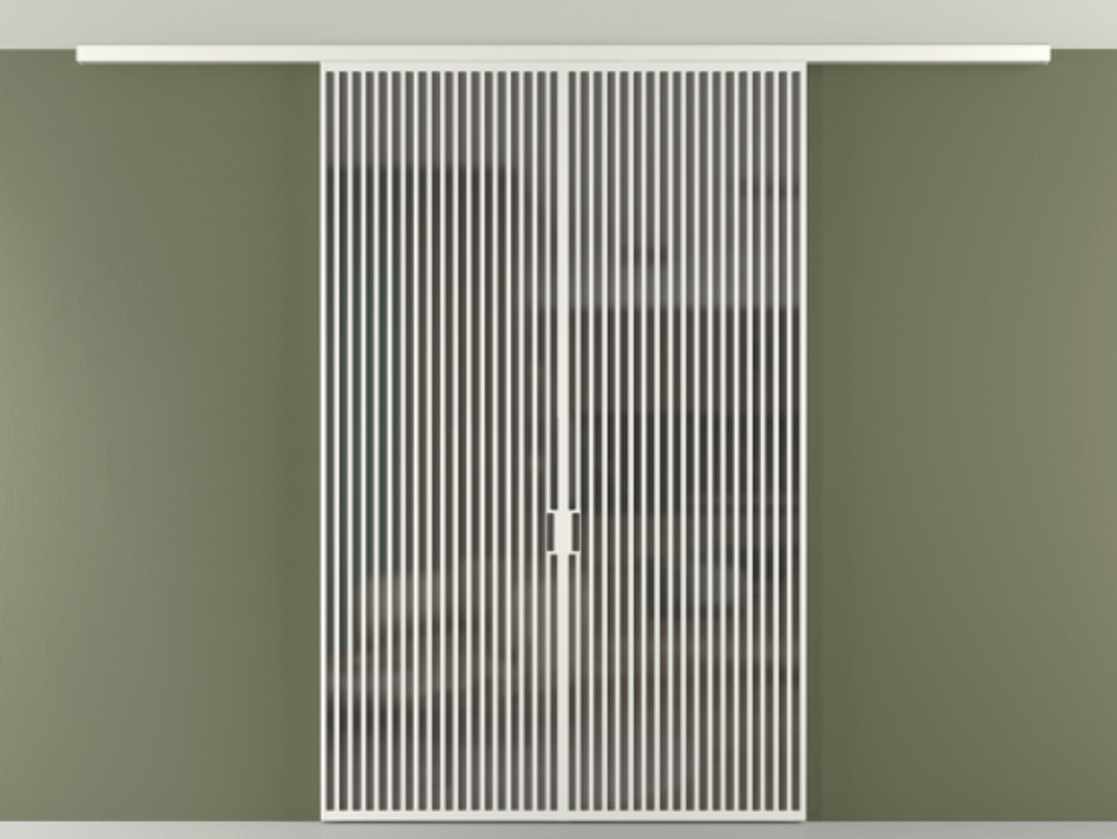 Перегородка Формато вдоль стены на потолок 2 створки АЛПР 040.06 Алюминий светло-серый Сатинированное серое стекло, триплекс Цена 23120 AZE | Volhovec