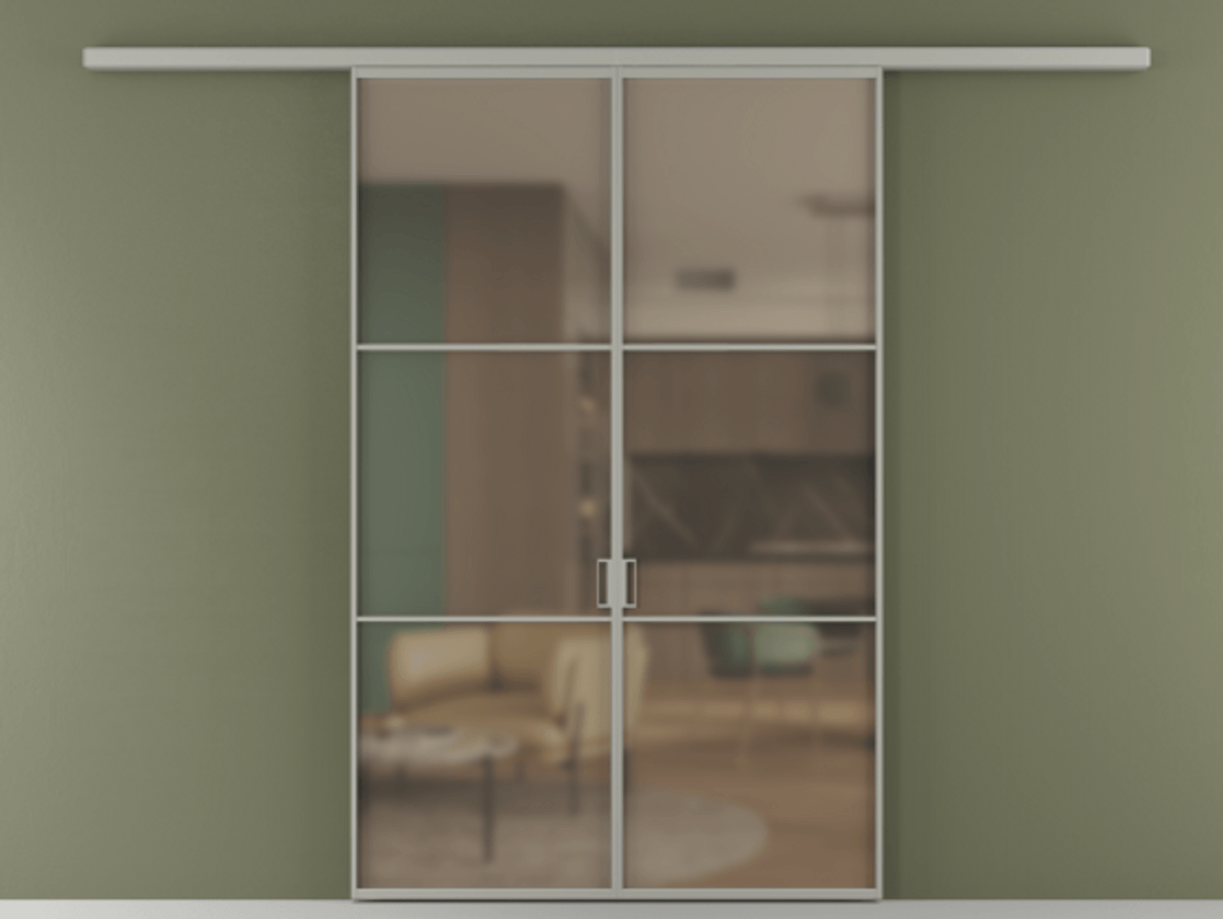 Перегородка Формато вдоль стены 2 створки АЛПР 040.03 Алюминий нейтральный серый Сатинированное бронзовое стекло, триплекс Цена 1318110 AMD | Volhovec