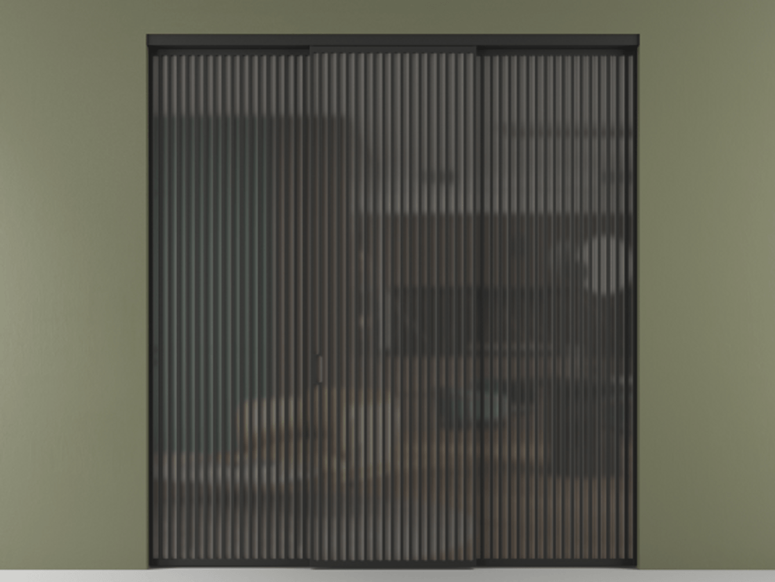 Перегородка Formato внутри проёма 3 створки АЛПР 040.06 Алюминий Черный Сатинированное серое стекло, триплекс Цена 22830 AZE | Volhovec