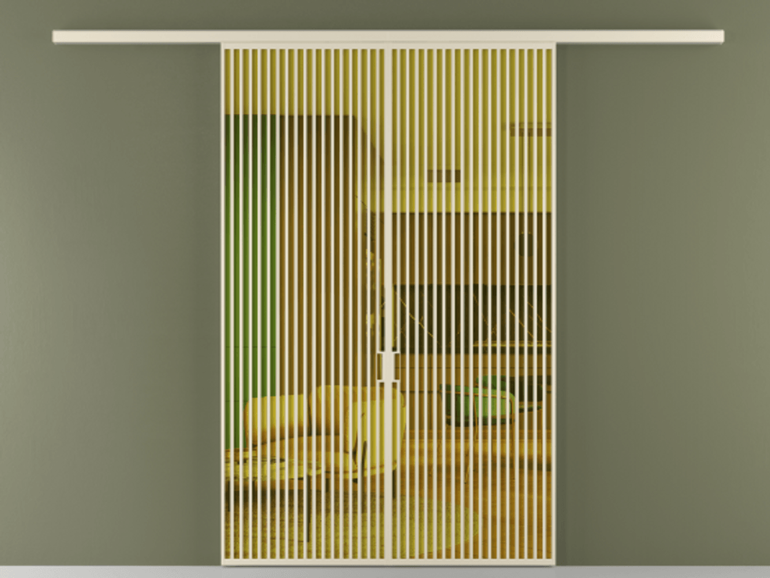 Перегородка Formato вдоль стены 2 створки АЛПР 040.06 Алюминий бежево-серый Прозрачное жёлтое стекло, триплекс Цена 22400 AZE | Volhovec