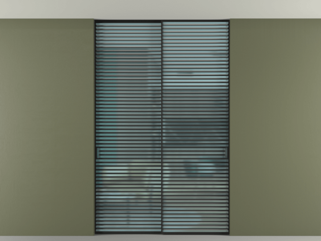 Перегородка Формато внутри проёма скрытое крепление в потолок 2 створки АЛПР 040.07 Алюминий Черный Сатинированное голубое стекло, триплекс Цена 576900 сом | Volhovec