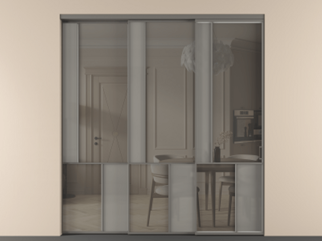 Перегородка Мозаик внутри проёма 3 створки с синхронным механизмом АЛПР 041.20 Алюминий классический серый Сатинированное серое стекло, триплекс, 6 мм + Прозрачное серое стекло, триплекс. Цена 22800 AZE . Фабрика дверей Волховец 8 (800) 551 43 19 Перегородка Мозаик внутри проёма 3 створки с синхронным механизмом АЛПР 041.20 Алюминий классический серый Сатинированное серое стекло, триплекс, 6 мм + Прозрачное серое стекло, триплекс Цена 22800 AZE | Volhovec