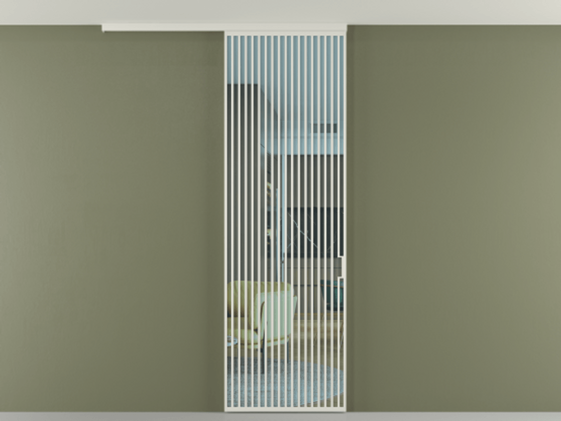 Перегородка Формато вдоль стены на потолок 1 створка АЛПР 040.06 Алюминий Белый Прозрачное голубое стекло, триплекс Цена 8900 AZE | Volhovec