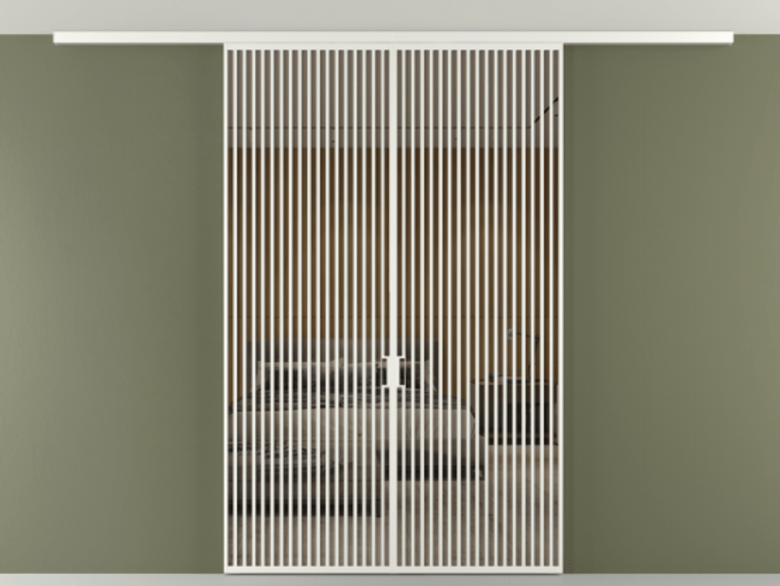 Перегородка Формато вдоль стены на потолок 2 створки АЛПР 040.06 Алюминий светло-серый Рефлективное бронзовое стекло "Стопсол", калёное Цена 23950 AZE | Volhovec