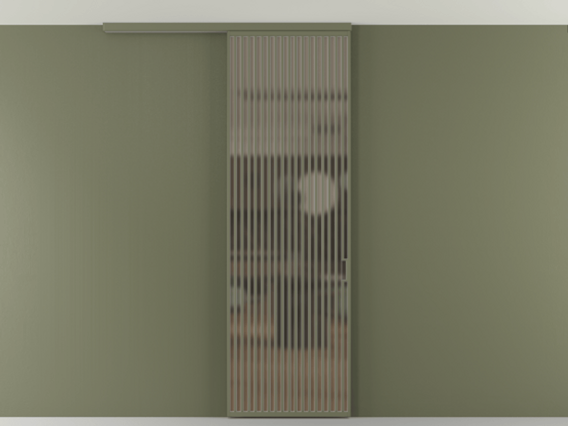 Перегородка Формато вдоль стены на потолок 1 створка АЛПР 040.06 Алюминий оливковый тёмный Сатинированное бронзовое стекло, триплекс Цена 9760 AZE | Volhovec